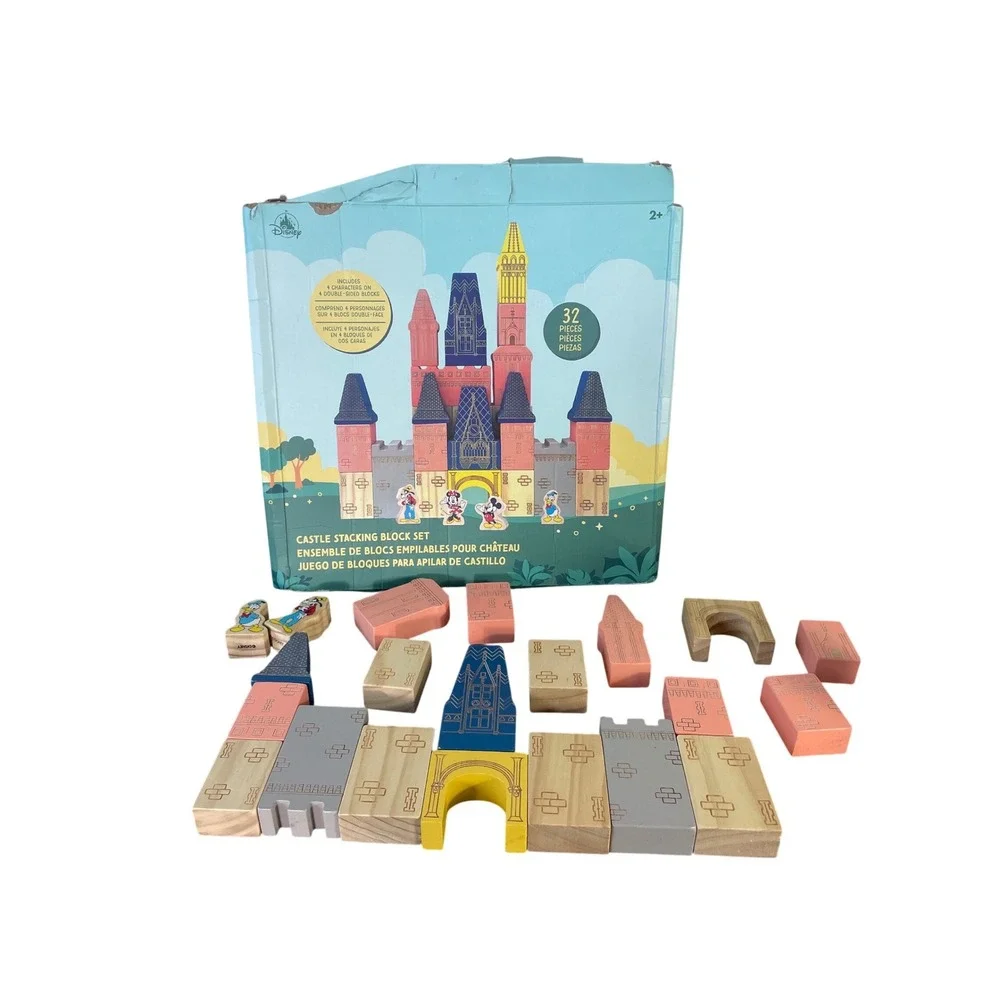 Disney Parks Wooden Castle Stacking Building Blocks Replacement Parts Lot 20pc